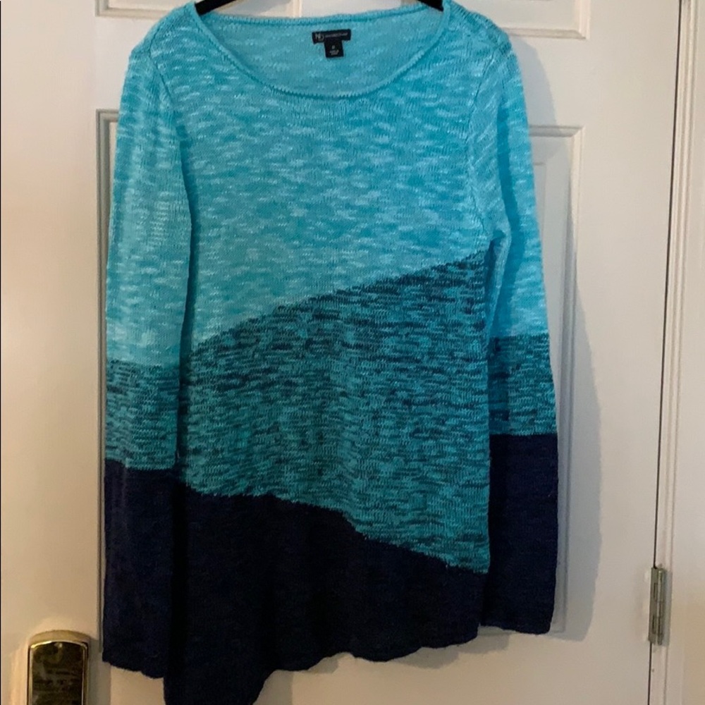 New Directions Sweater M, Aqua/Navy